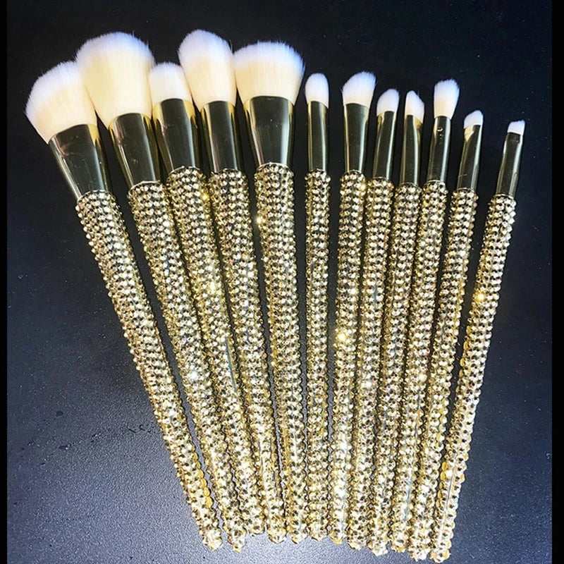 12Pcs/set Diamond-studded Makeup Brushes