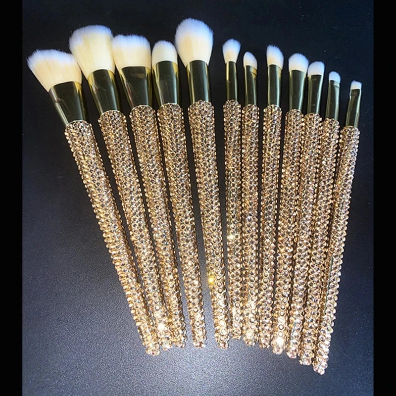 12Pcs/set Diamond-studded Makeup Brushes