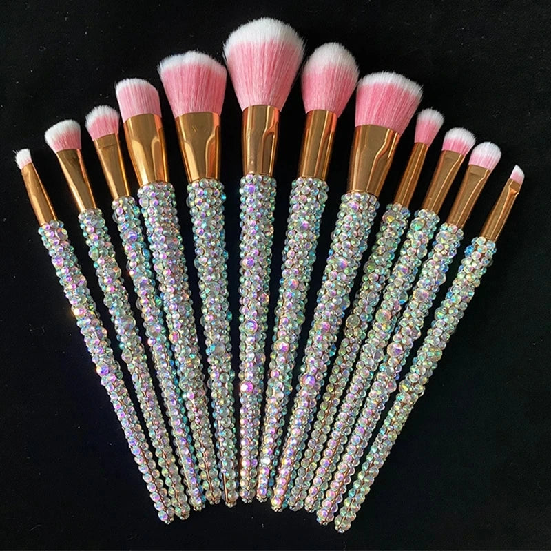 12Pcs/set Diamond-studded Makeup Brushes