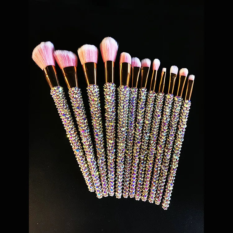 12Pcs/set Diamond-studded Makeup Brushes
