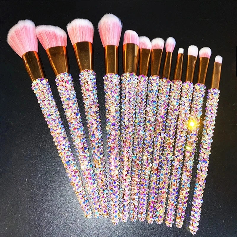 12Pcs/set Diamond-studded Makeup Brushes